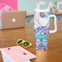 Kia Ora Maori New Zealand Pastel Tumbler With Handle Sun Ta Moko Violet Version LT01 - Polynesian Pride