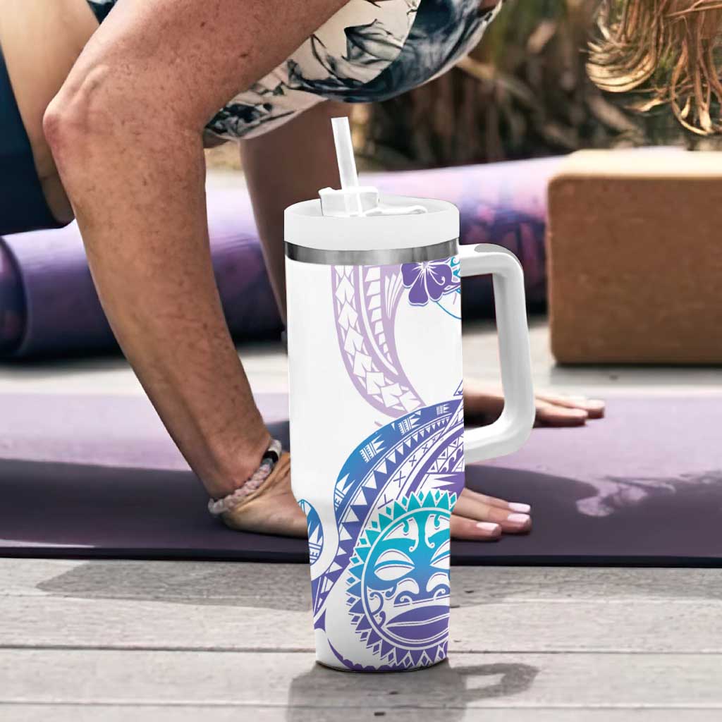 Kia Ora Maori New Zealand Pastel Tumbler With Handle Sun Ta Moko Violet Version LT01 - Polynesian Pride