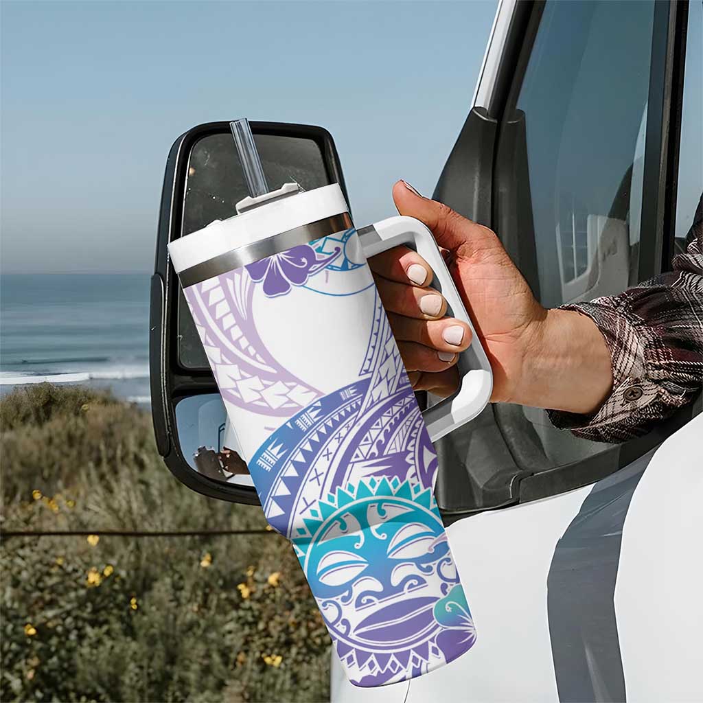 Kia Ora Maori New Zealand Pastel Tumbler With Handle Sun Ta Moko Violet Version LT01 - Polynesian Pride