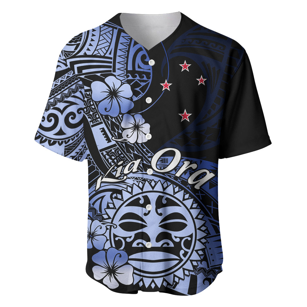 Aotearoa Kia Ora New Zealand Ta Moko Blue Version Baseball Jersey LT01 Blue - Polynesian Pride