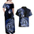 Aotearoa Kia Ora New Zealand Ta Moko Blue Version Couples Matching Off Shoulder Maxi Dress and Hawaiian Shirt LT01 - Polynesian Pride