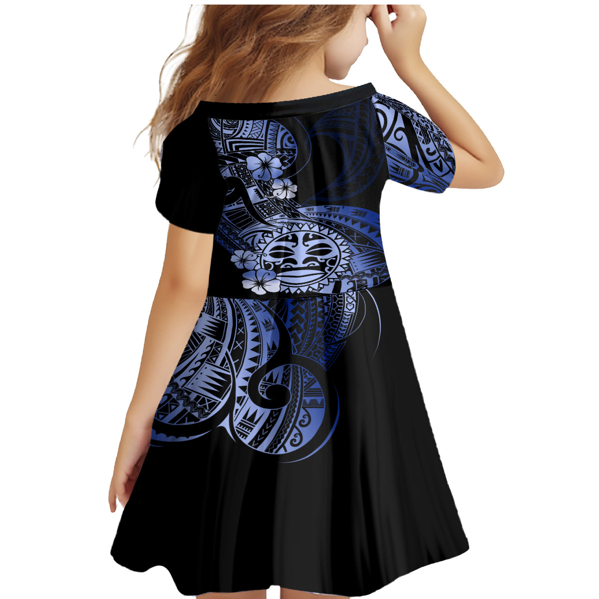Aotearoa Kia Ora New Zealand Ta Moko Blue Version Family Matching Mermaid Dress and Hawaiian Shirt LT01 - Polynesian Pride