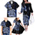 Aotearoa Kia Ora New Zealand Ta Moko Blue Version Family Matching Off Shoulder Long Sleeve Dress and Hawaiian Shirt LT01 - Polynesian Pride