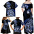 Aotearoa Kia Ora New Zealand Ta Moko Blue Version Family Matching Off Shoulder Maxi Dress and Hawaiian Shirt LT01 - Polynesian Pride