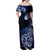 Aotearoa Kia Ora New Zealand Ta Moko Blue Version Family Matching Off Shoulder Maxi Dress and Hawaiian Shirt LT01 - Polynesian Pride