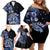 Aotearoa Kia Ora New Zealand Ta Moko Blue Version Family Matching Off Shoulder Short Dress and Hawaiian Shirt LT01 - Polynesian Pride