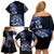 Aotearoa Kia Ora New Zealand Ta Moko Blue Version Family Matching Off Shoulder Short Dress and Hawaiian Shirt LT01 - Polynesian Pride