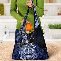 Aotearoa Kia Ora New Zealand Ta Moko Blue Version Grocery Bag