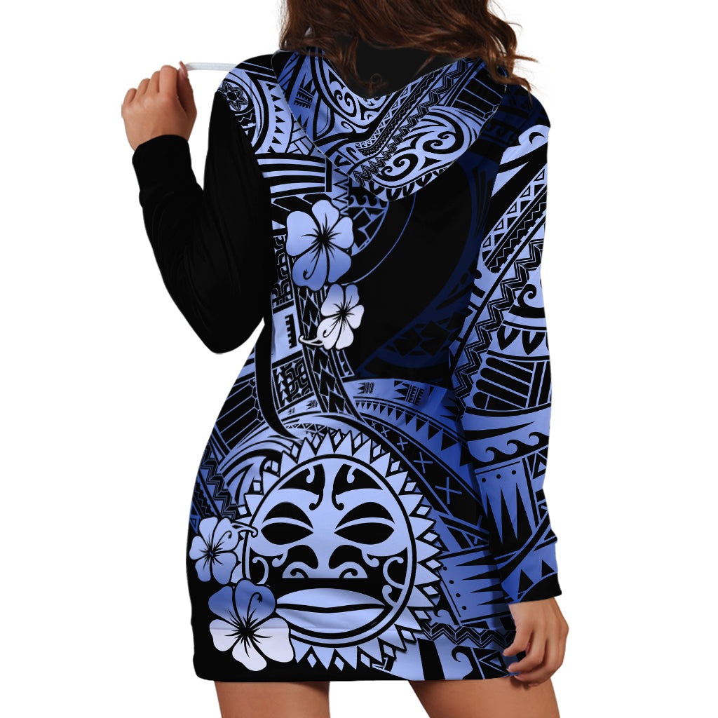 Aotearoa Kia Ora New Zealand Ta Moko Blue Version Hoodie Dress LT01 - Polynesian Pride