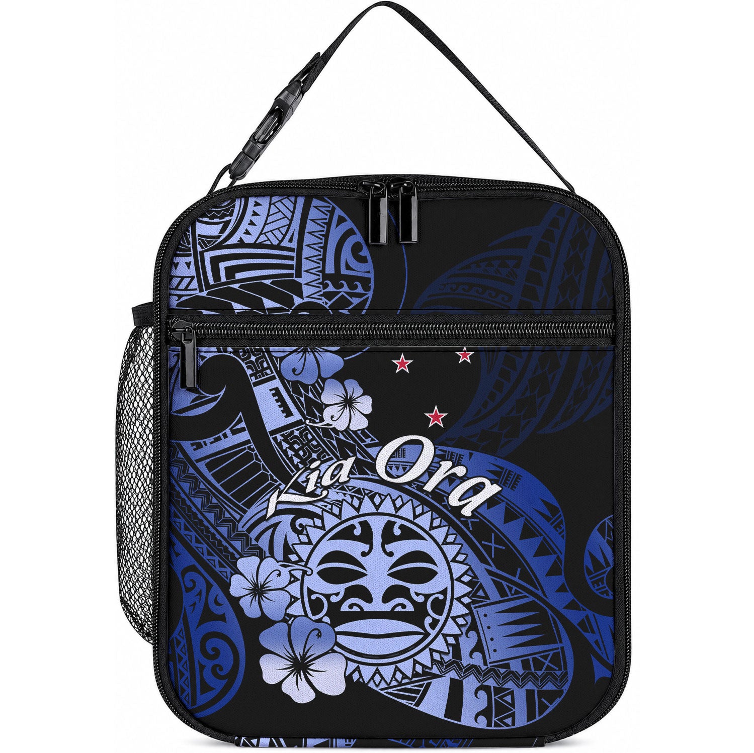 Aotearoa Kia Ora New Zealand Ta Moko Blue Version Lunch Bag LT01 10.2 × 8.3 × 4.3 inch Blue - Polynesian Pride