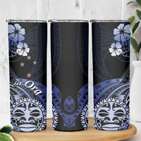 Aotearoa Kia Ora New Zealand Ta Moko Blue Version Skinny Tumbler