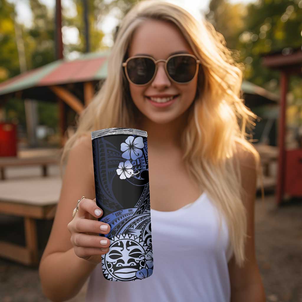 Aotearoa Kia Ora New Zealand Ta Moko Blue Version Skinny Tumbler