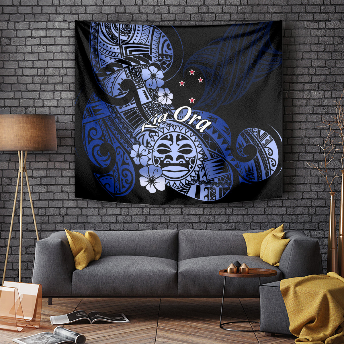 Aotearoa Kia Ora New Zealand Ta Moko Blue Version Tapestry LT01 Blue - Polynesian Pride