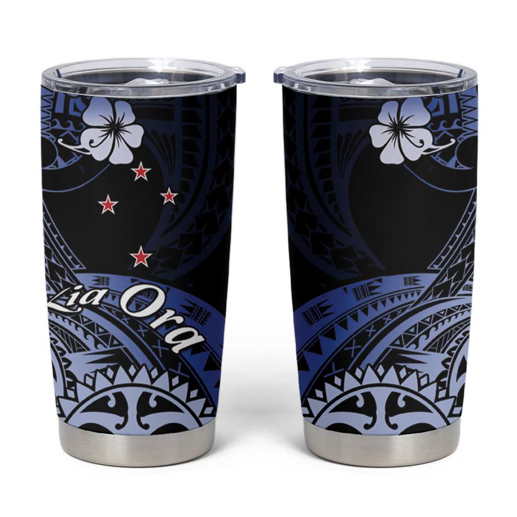 Aotearoa Kia Ora New Zealand Ta Moko Blue Version Tumbler Cup LT01 Blue - Polynesian Pride