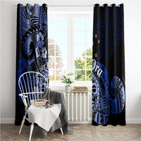 Aotearoa Kia Ora New Zealand Ta Moko Blue Version Window Curtain LT01 - Polynesian Pride