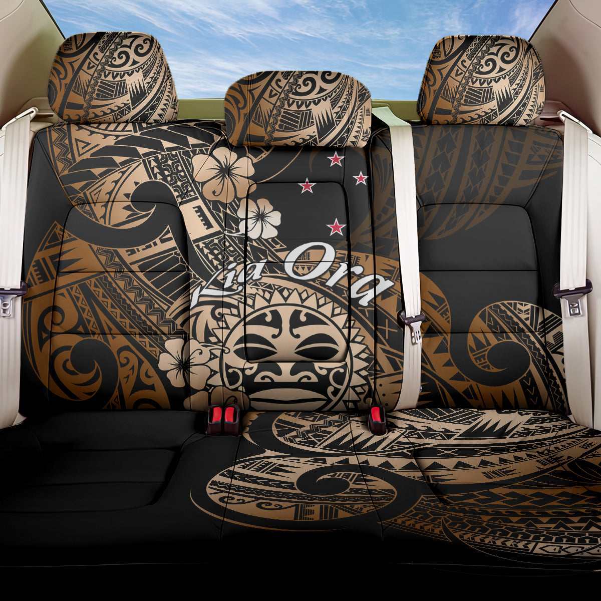 Aotearoa Kia Ora New Zealand Ta Moko Gold Version Back Car Seat Cover LT01