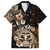 Aotearoa Kia Ora New Zealand Ta Moko Gold Version Family Matching Off Shoulder Long Sleeve Dress and Hawaiian Shirt LT01 Dad's Shirt - Short Sleeve Gold - Polynesian Pride