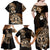 Aotearoa Kia Ora New Zealand Ta Moko Gold Version Family Matching Off Shoulder Maxi Dress and Hawaiian Shirt LT01 - Polynesian Pride