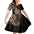 Aotearoa Kia Ora New Zealand Ta Moko Gold Version Family Matching Off Shoulder Short Dress and Hawaiian Shirt LT01 Daughter's Dress Gold - Polynesian Pride