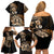 Aotearoa Kia Ora New Zealand Ta Moko Gold Version Family Matching Off Shoulder Short Dress and Hawaiian Shirt LT01 - Polynesian Pride