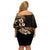 Aotearoa Kia Ora New Zealand Ta Moko Gold Version Family Matching Off Shoulder Short Dress and Hawaiian Shirt LT01 - Polynesian Pride