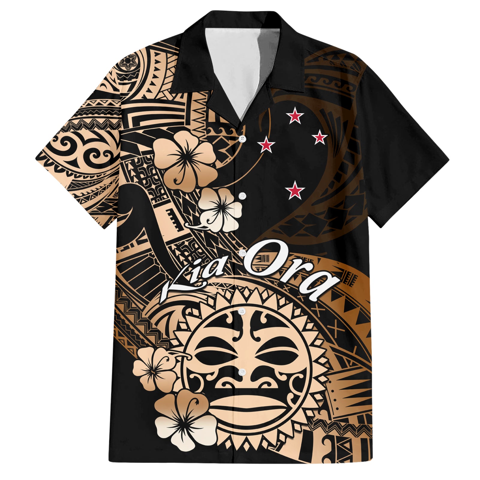 Aotearoa Kia Ora New Zealand Ta Moko Gold Version Hawaiian Shirt LT01 Gold - Polynesian Pride