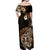 Aotearoa Kia Ora New Zealand Ta Moko Gold Version Off Shoulder Maxi Dress LT01 - Polynesian Pride