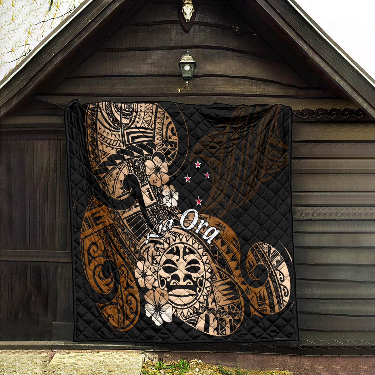 Aotearoa Kia Ora New Zealand Ta Moko Gold Version Quilt LT01 - Polynesian Pride