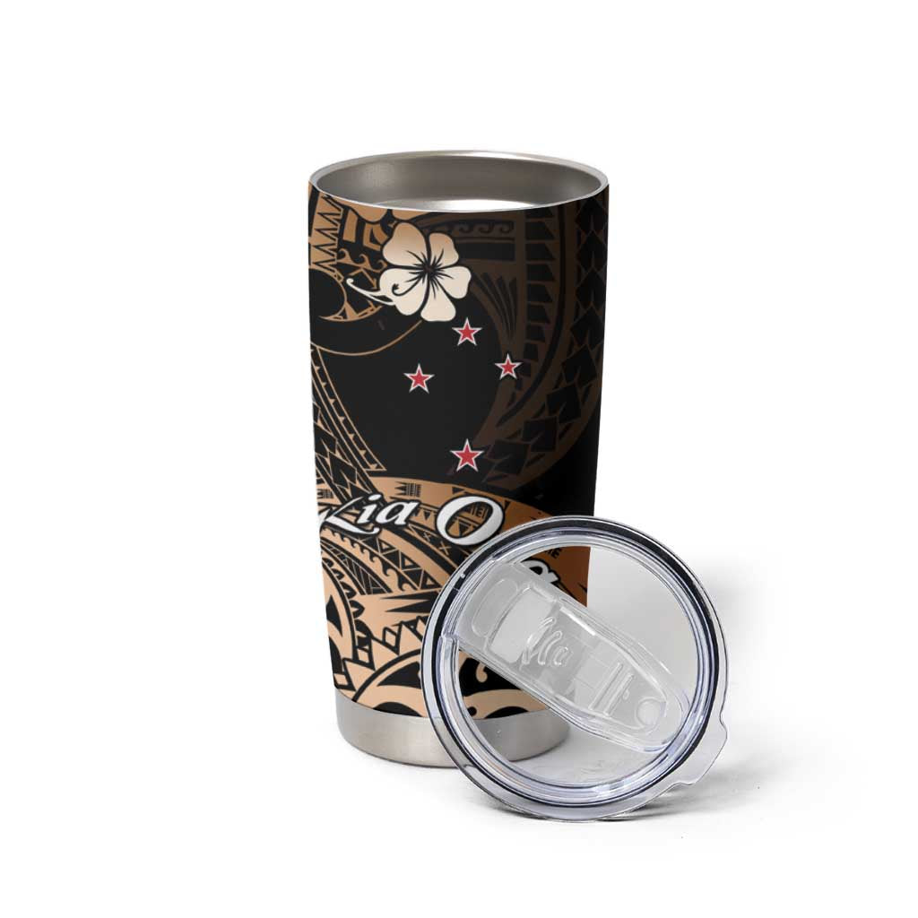 Aotearoa Kia Ora New Zealand Ta Moko Gold Version Tumbler Cup LT01 - Polynesian Pride