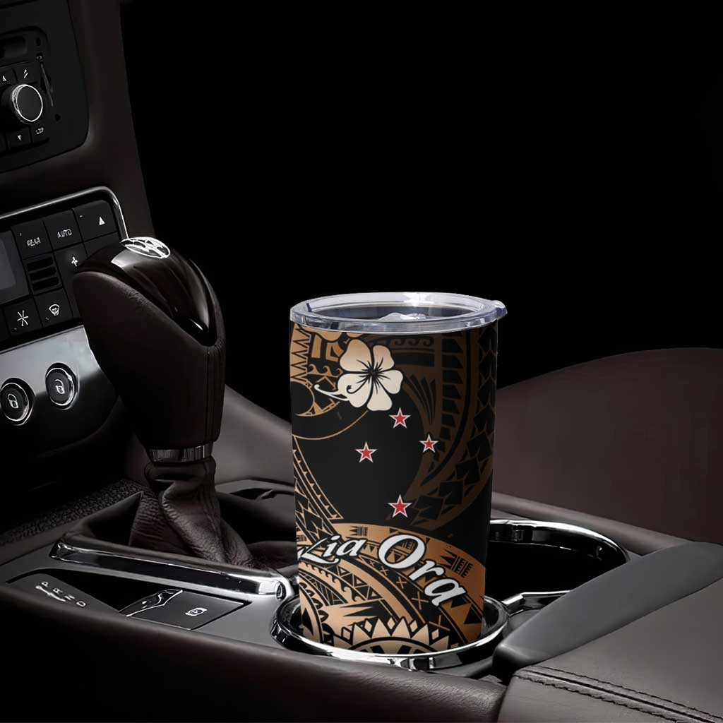 Aotearoa Kia Ora New Zealand Ta Moko Gold Version Tumbler Cup LT01 - Polynesian Pride