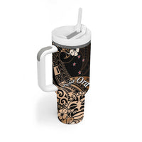 Aotearoa Kia Ora New Zealand Ta Moko Gold Version Tumbler With Handle LT01 - Polynesian Pride