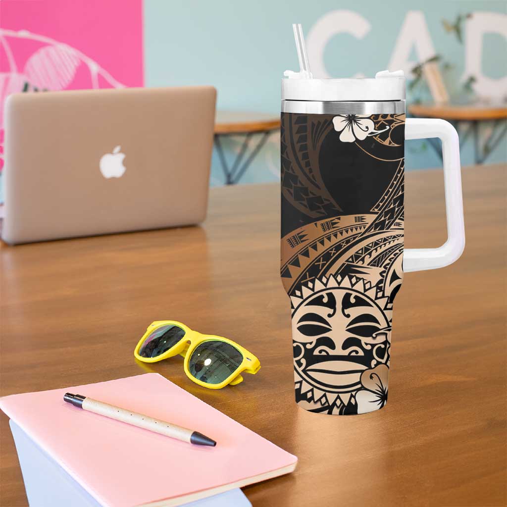 Aotearoa Kia Ora New Zealand Ta Moko Gold Version Tumbler With Handle LT01 - Polynesian Pride