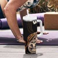 Aotearoa Kia Ora New Zealand Ta Moko Gold Version Tumbler With Handle LT01 - Polynesian Pride