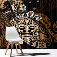 Aotearoa Kia Ora New Zealand Ta Moko Gold Version Window Curtain LT01 - Polynesian Pride