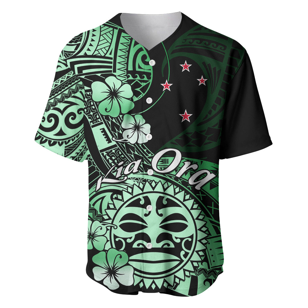 Aotearoa Kia Ora New Zealand Ta Moko Green Version Baseball Jersey LT01 Green - Polynesian Pride