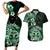 Aotearoa Kia Ora New Zealand Ta Moko Green Version Couples Matching Short Sleeve Bodycon Dress and Hawaiian Shirt LT01 Green - Polynesian Pride