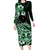 Aotearoa Kia Ora New Zealand Ta Moko Green Version Family Matching Long Sleeve Bodycon Dress and Hawaiian Shirt LT01 Mom's Dress Green - Polynesian Pride