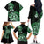 Aotearoa Kia Ora New Zealand Ta Moko Green Version Family Matching Off Shoulder Long Sleeve Dress and Hawaiian Shirt LT01 - Polynesian Pride