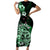 Aotearoa Kia Ora New Zealand Ta Moko Green Version Family Matching Short Sleeve Bodycon Dress and Hawaiian Shirt LT01 Mom's Dress Green - Polynesian Pride