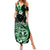 Aotearoa Kia Ora New Zealand Ta Moko Green Version Family Matching Summer Maxi Dress and Hawaiian Shirt LT01 Mom's Dress Green - Polynesian Pride