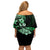 Aotearoa Kia Ora New Zealand Ta Moko Green Version Off Shoulder Short Dress LT01 - Polynesian Pride