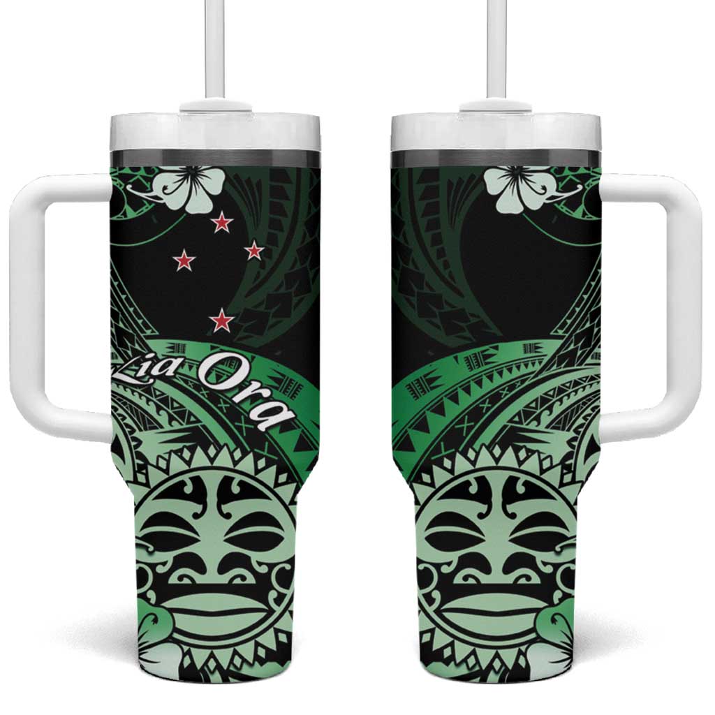 Aotearoa Kia Ora New Zealand Ta Moko Green Version Tumbler With Handle