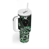 Aotearoa Kia Ora New Zealand Ta Moko Green Version Tumbler With Handle LT01 - Polynesian Pride