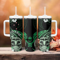 Aotearoa Kia Ora New Zealand Ta Moko Green Version Tumbler With Handle LT01 - Polynesian Pride