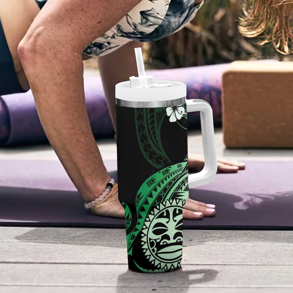 Aotearoa Kia Ora New Zealand Ta Moko Green Version Tumbler With Handle LT01 - Polynesian Pride