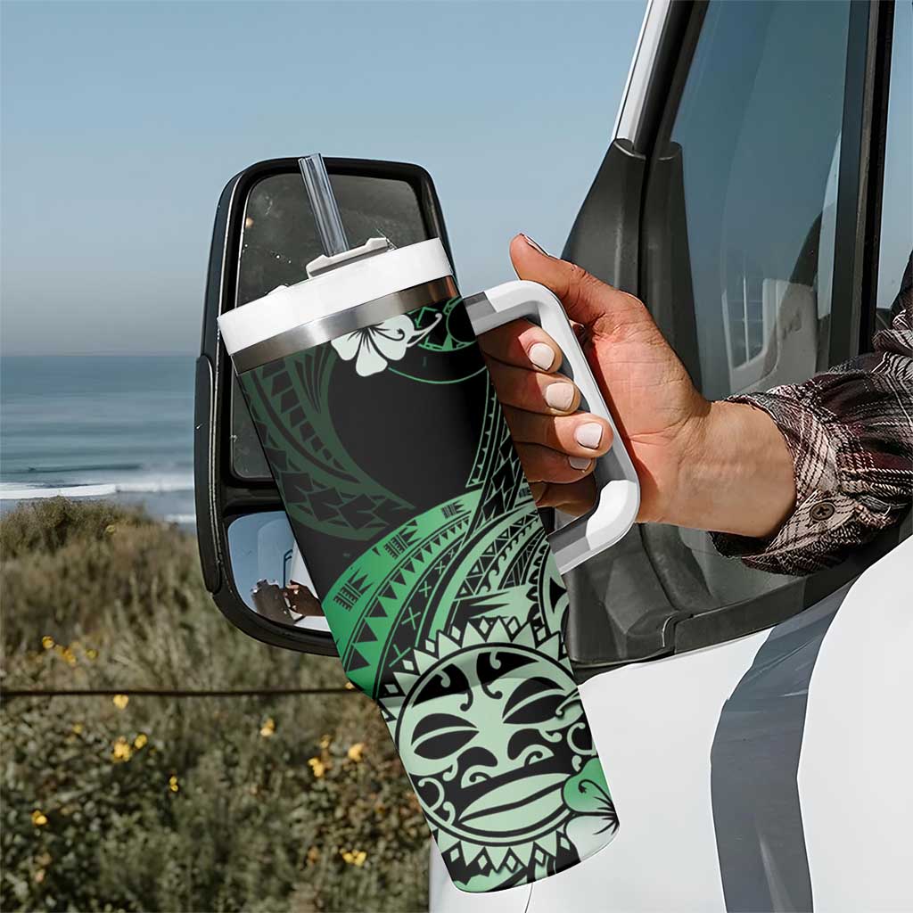 Aotearoa Kia Ora New Zealand Ta Moko Green Version Tumbler With Handle LT01 - Polynesian Pride