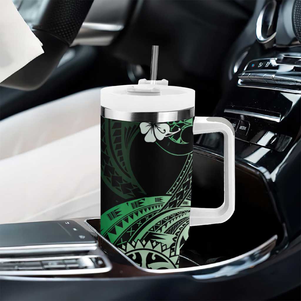 Aotearoa Kia Ora New Zealand Ta Moko Green Version Tumbler With Handle LT01 - Polynesian Pride