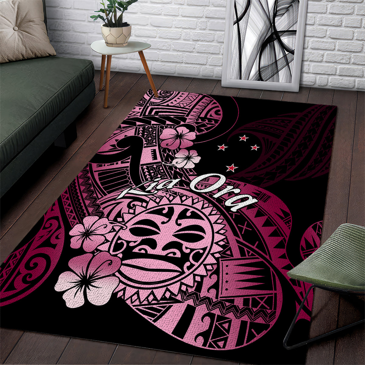 Aotearoa Kia Ora New Zealand Ta Moko Pink Version Area Rug LT01 Pink - Polynesian Pride