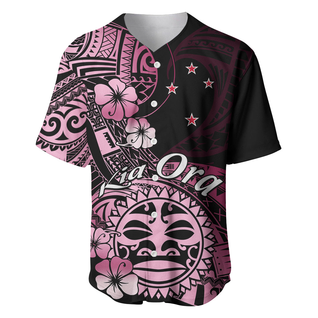 Aotearoa Kia Ora New Zealand Ta Moko Pink Version Baseball Jersey LT01 Pink - Polynesian Pride