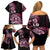 Aotearoa Kia Ora New Zealand Ta Moko Pink Version Family Matching Off Shoulder Short Dress and Hawaiian Shirt LT01 - Polynesian Pride